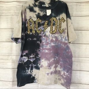 NWT AC/DC TIE DYE TEE Vintage Choker Style